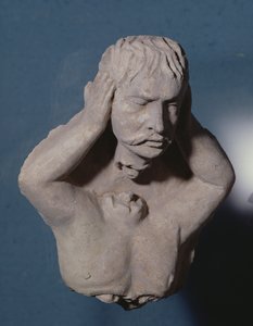 Dämon, der seinen Kopf abnimmt, griechisch-buddhistischer Stil, aus Hadda, 1.-4. Jahrhundert