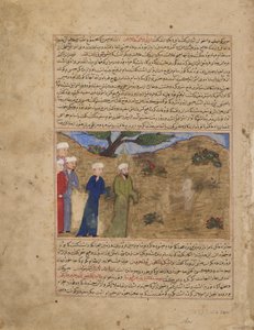 Seite aus einem Majma al-tawarikh (Kompendium der Geschichte) von Hafiz-i Abru; recto: Jesus und Sam, Timuridenzeit, ca. 1425 von Afghan School
