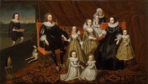 Porträt von Sir Thomas Lucy und seiner Familie von After Cornelius Johnson