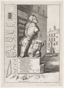 Statue von Pasquin im Haus des Kardinals Ursino, veröffentlicht nach 1582 von After Nicolas Beatrizet.