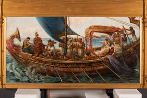 Die Flucht von Antonius und Kleopatra aus der Schlacht von Actium, ca. 1897 von Agnes Pringle