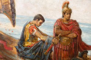 Die Flucht von Antonius und Kleopatra aus der Schlacht von Actium (ca. 1897) von Agnes Pringle