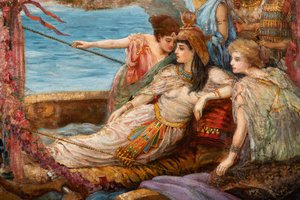Die Flucht von Antonius und Kleopatra aus der Schlacht von Actium, ca. 1897 von Agnes Pringle
