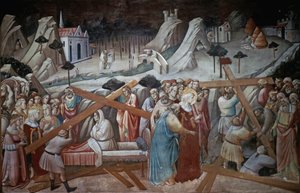 St. Helena gräbt, um das Wahre Kreuz zu finden, aus der Legende des Wahren Kreuzes Zyklus von Agnolo Gaddi, Kapelle der Basilika Santa Croce, Florenz, ca. 1380