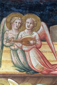 Zwei musikalische Engel, ein Detail aus dem Leben der Jungfrau und des Heiligen Gürtels, aus der Kapelle des Heiligen Gürtels, 1392-95