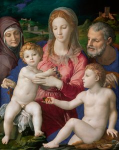 Die Heilige Familie mit der heiligen Anna und Johannes dem Täufer von Agnolo Bronzino