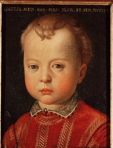 Porträt von Garzia de Medicis (1547-1562) Kind. Gemälde von Allori Angelo di Cosimo dit Bronzino (1503-1572) 16. Jahrhundert. Palazzo Medici-Riccardi, Florenz von Agnolo Bronzino