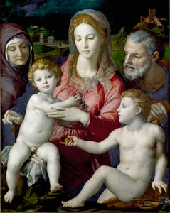 Die Heilige Familie mit der Heiligen Anna und dem Heiligen Johannes dem Täufer von Agnolo Bronzino