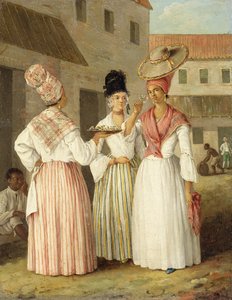 Eine westindische Blumenverkäuferin und zwei andere freie Frauen von Farbe, um 1769