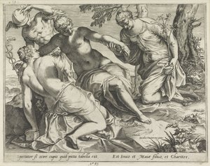 Merkur und die Grazien von Agostino Carracci