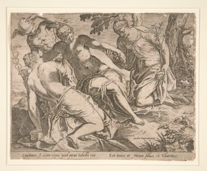Merkur und die drei Grazien von Agostino Carracci