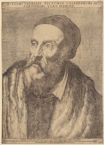 Porträt von Tizian von Agostino Carracci