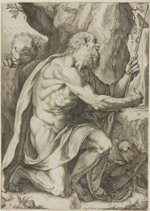 Heiliger Hieronymus in Buße von Agostino Carracci