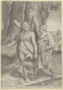 Tobias und der Engel von Agostino Carracci
