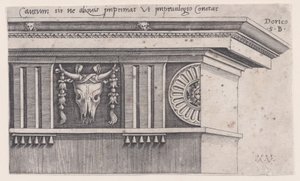 Dorisches Gebälk, datiert 1528 von Agostino Veneziano