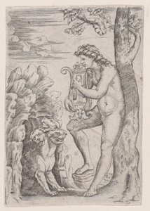 Orpheus, datiert 1528 von Agostino Veneziano