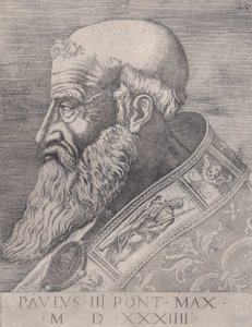 Papst Paul III., unbedeckter Kopf, datiert 1534 von Agostino Veneziano