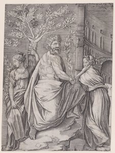 Der Mann mit einem Lorbeerzweig, ca. 1514-36 von Agostino Veneziano