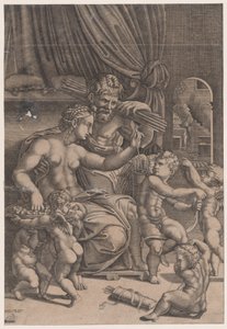 Venus und Vulkan umgeben von Cupidos, datiert 1530