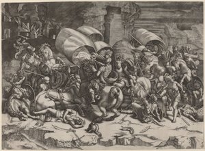 Der Kampf mit dem Entermesser von Agostino dei Musi, after Giulio Romano