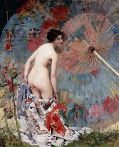 Junge Frau mit Sonnenschirm