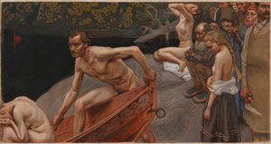 Am Fluss von Tuonela, Studie für die Jusélius-Mausoleum-Fresken von Akseli Gallen-Kallela