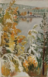 Herbstlandschaft, erster Schnee von Akseli Valdemar Gallen-Kallela