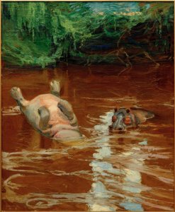Flusspferde im Tana von Akseli Valdemar Gallen Kallela