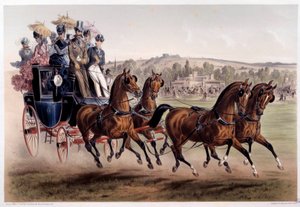 Postkutsche, die Rückkehr der Rennen. Druck von Albert Adam (1833-?) 19. Jahrhundert von Albert Adam