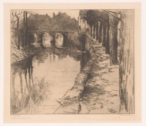 Alte Brücke über einen Kanal in Diksmuide von Albert Baertsoen