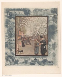 Bücherstände an einem Kai in Paris von Albert Bertrand