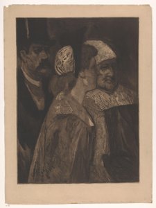 Zwei Frauen und ein Mann mit Zylinder von Albert Bertrand