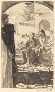 Pierre kopiert die Jungfrau vom Portal der Kirche von Marly von Albert Besnard