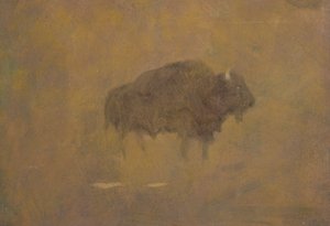 Büffel im Sandsturm von Albert Bierstadt