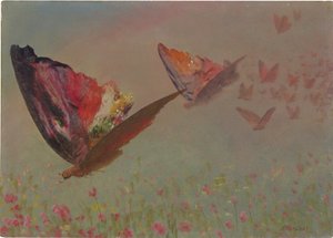 Schmetterlinge mit Reitern von Albert Bierstadt