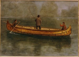 Angeln von einem Kanu von Albert Bierstadt