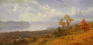 Blick auf den Hudson über den Tappen Zee in Richtung Hook Mountain, 1866