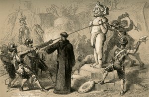 Spanier zerstören mexikanische Idole, 1877