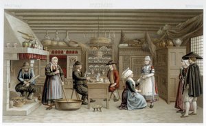 Bretonische Kostüme und Innenräume des 19. Jahrhunderts - in „Le costume ancien et historique“ von Racinet