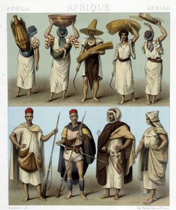 Kostüme von Algerien und Tunesien. Illustration in „Le costume historique“ von Racinet