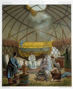 Kalmücken (russische Nomaden) in ihrer Jurte