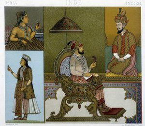 Mongolische Kostüme, Gravur von Racinet