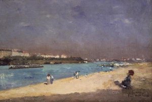 Blick auf die Vororte von Paris von der Pont National, 1882 von Albert Charles Lebourg