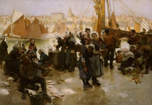 Abfahrt der Fischereiflotte, Boulogne, 1891 von Albert Chevallier Tayler