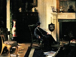 Dame in einem Innenraum von Albert Chevallier Tayler