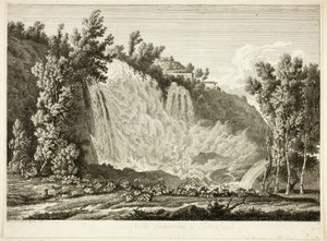Wasserfall über Tivoli, aus Malerisch radierte Prospekte aus Italien
