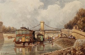 Ein Bateau-Lavoir in der Nähe der alten Pont des Invalides von Albert Cutbert