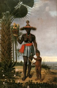 Porträt einer schwarzen Frau mit Kind und Korb von Albert Eckhout