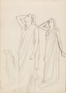 Aino Ackté als Alcestis, drei Skizzen von Albert Edelfelt