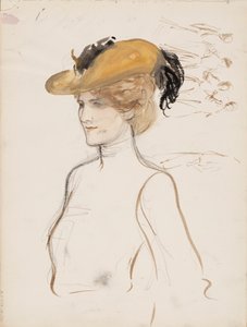 Frau mit Hut von Albert Edelfelt